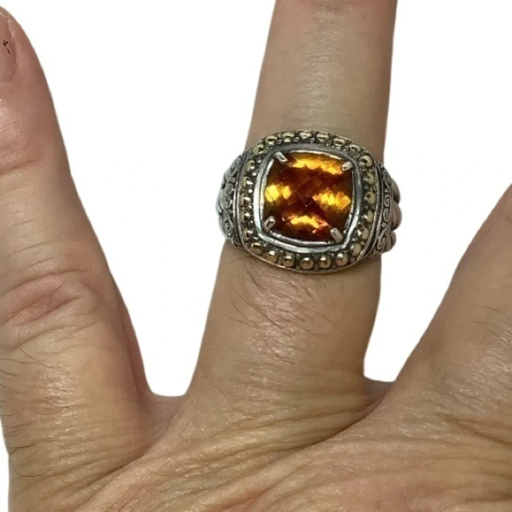 Sterling silver 18k citrine designer Robert Manse ring